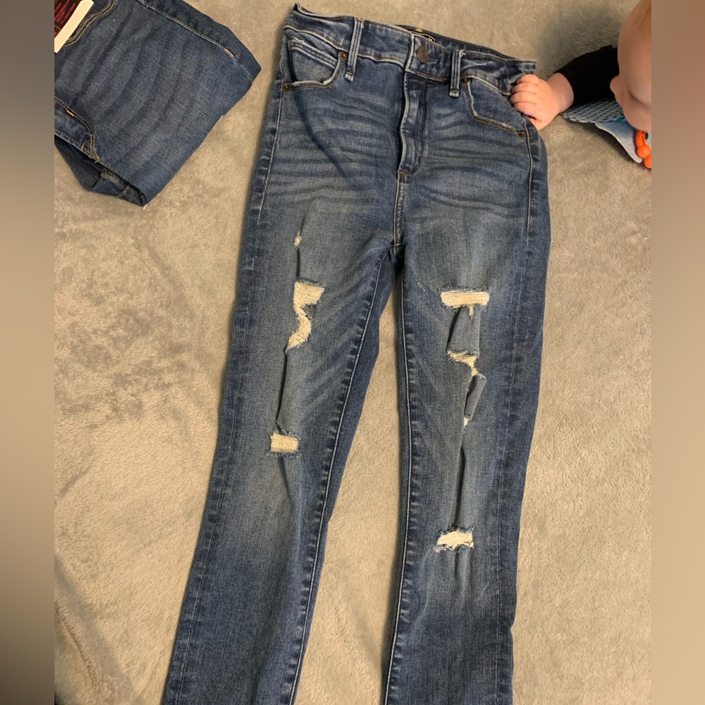 Abercrombie & Fitch Blue Ripped Skinny Jeans